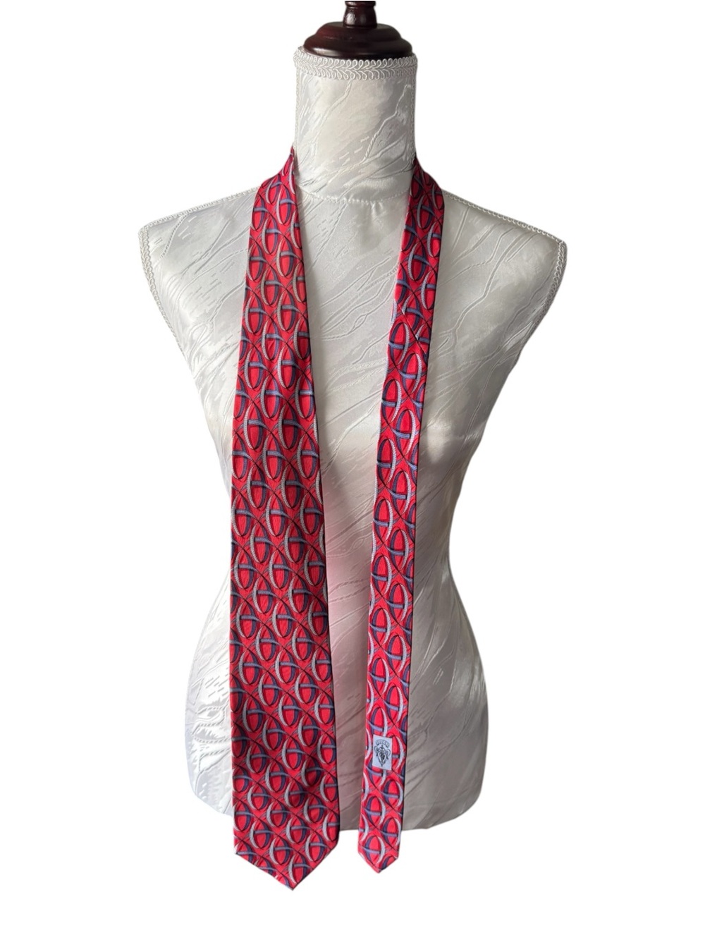 Gucci Red and Blue Geometric Silk Tie